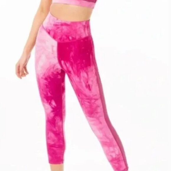 ZYIA Active Hendrix Light and Tight High Rise Pink Tie Dye Capri/Crop Legging 4 - Picture 2 of 8